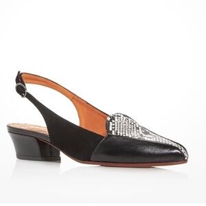 nib CHIE MIHARA ‘Rusti’ Leather Slingback Low Heel Flats – Black, size 6.5